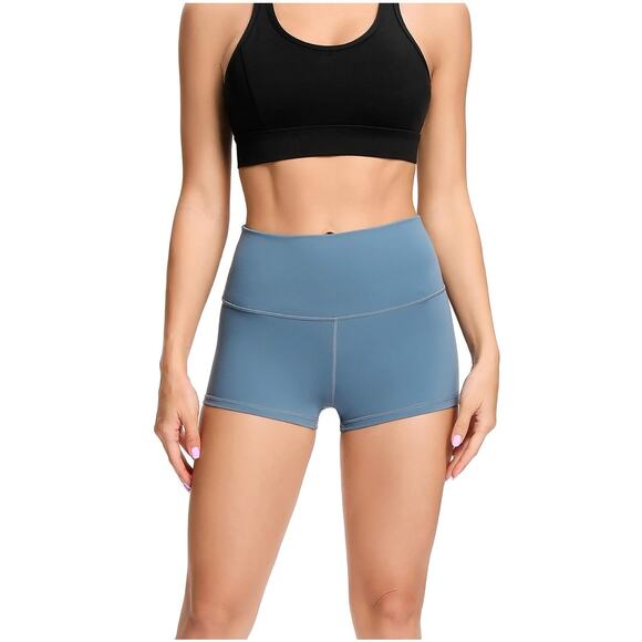 Womens 2"/7" High Waist Yoga Tummy Contrl Workout Running Biker Volleyball Shrts - Picture 4 of 7